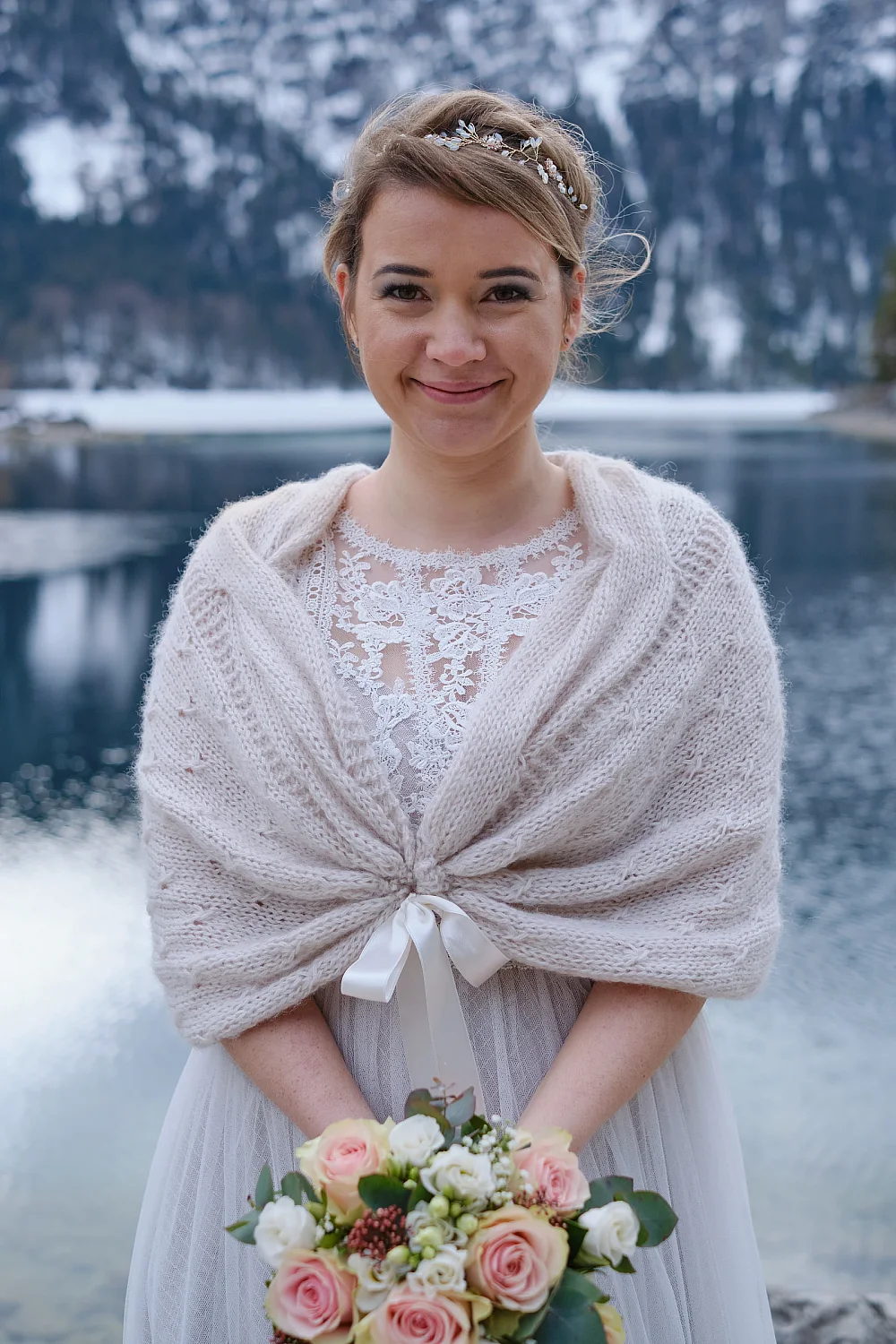 Hochzeitsfotograf Alpen - Eibsee Braut Winterhochzeit