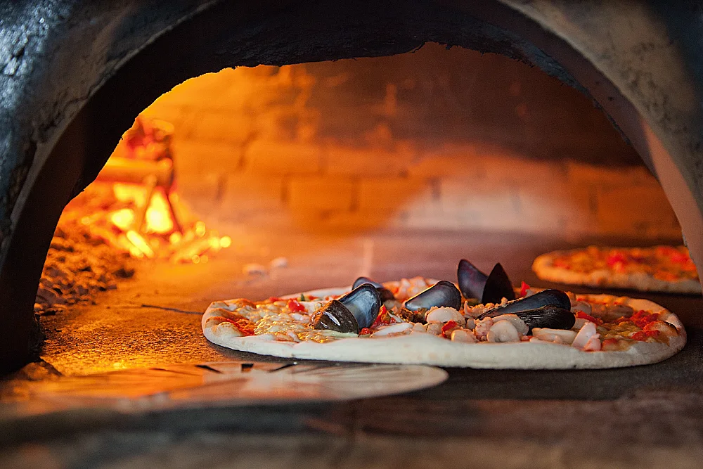 Pizzaofen Rustikal Meeresfrüchte Businessfotos