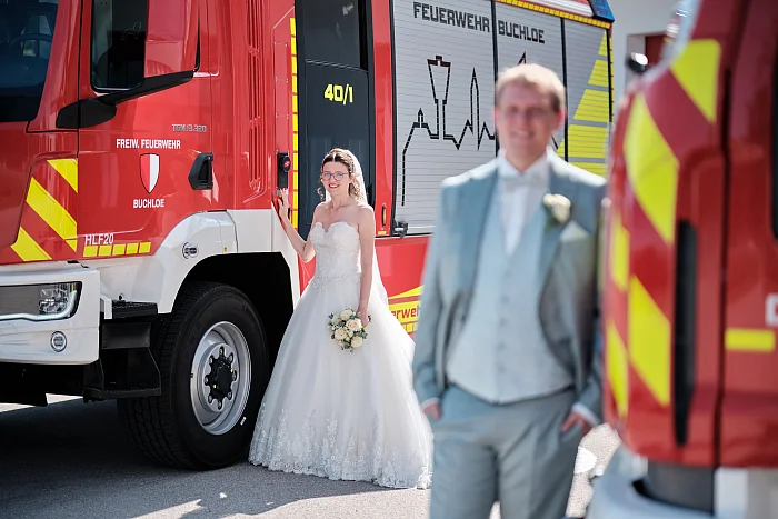 Hochzeit Brautpaarshooting Feuerwehr Schongau